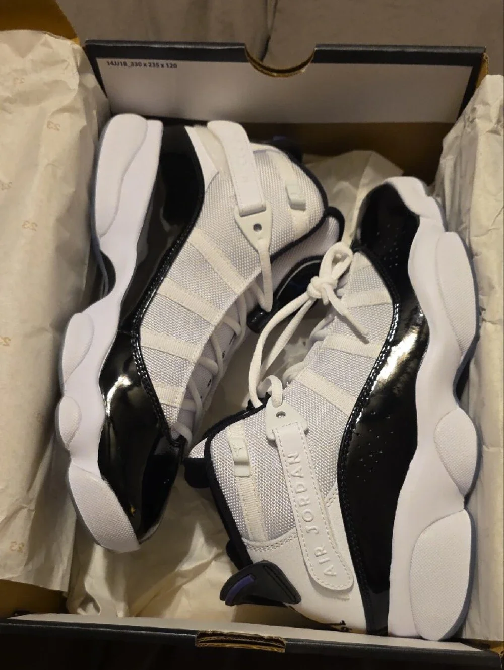 Nike Jordan Men's Air Jordan Six Rings White & Black & Concord Basketball Shoes